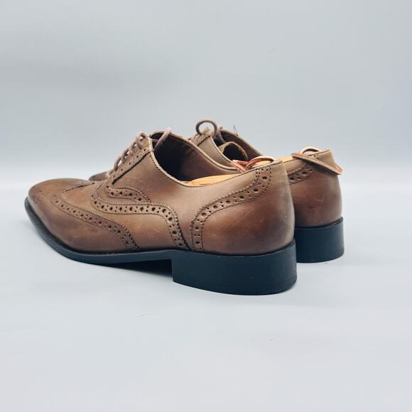 Donald J Pliner Shoes Mens 10 Brown Leather Gozar Wingtip Oxford Dress Brogue main image 4